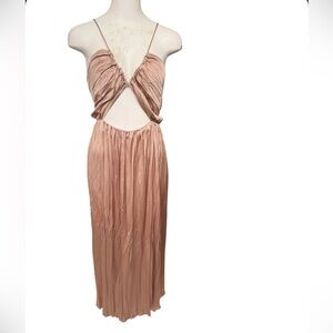 ZARA Camel/Beige Cutout Maxi Dress